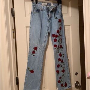 Vintage gap bootcut floral beaded jeans